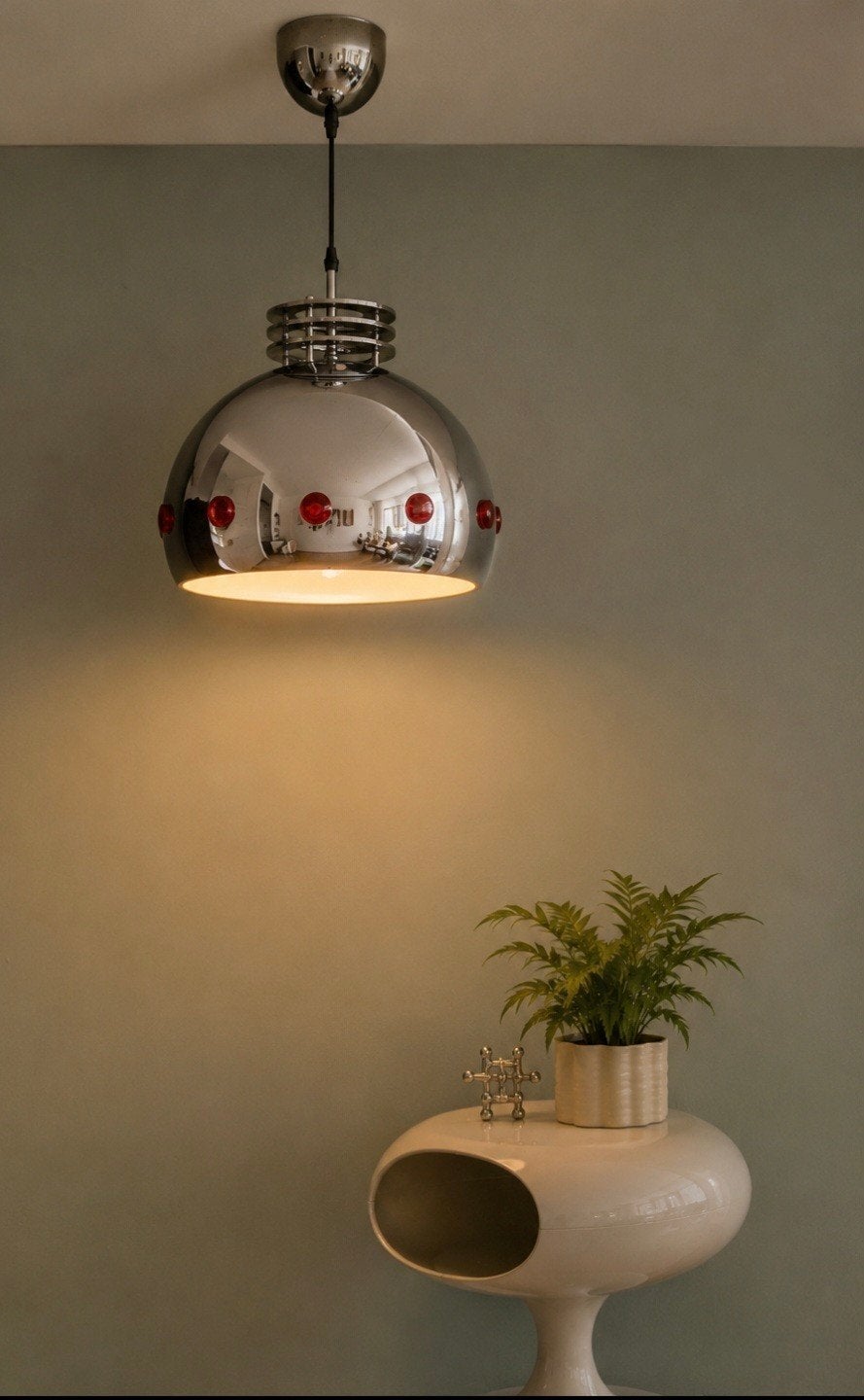 Vintage eyeball Spaceage hanglamp plafondlamp chroom rood, Verzamelen, Retro, Ophalen of Verzenden, Huis en Inrichting