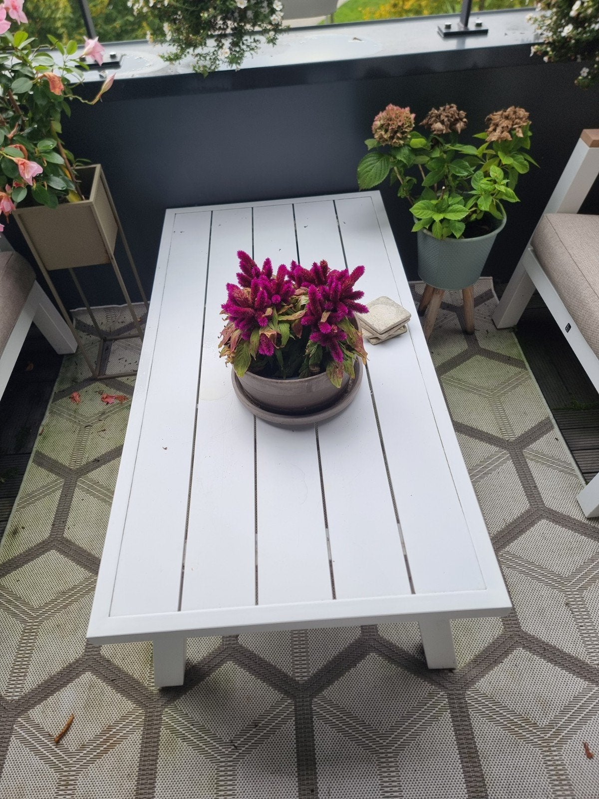 Moderne loungeset met 2 stoelen, bank en salontafe, Tuin en Terras, Ophalen, 4 zitplaatsen, Aluminium, Loungeset