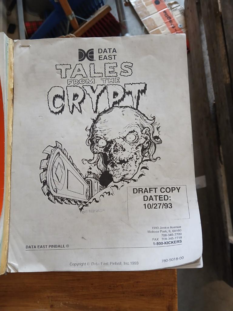 Data East Tales From The Crypt Flipperkast Handleiding, Gebruikt, Ophalen of Verzenden, Data East, Overige soorten