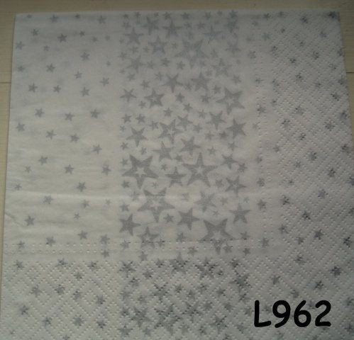 Servetten decoupage/bullet journal * sterren zilver L962, Verzenden, Nieuw