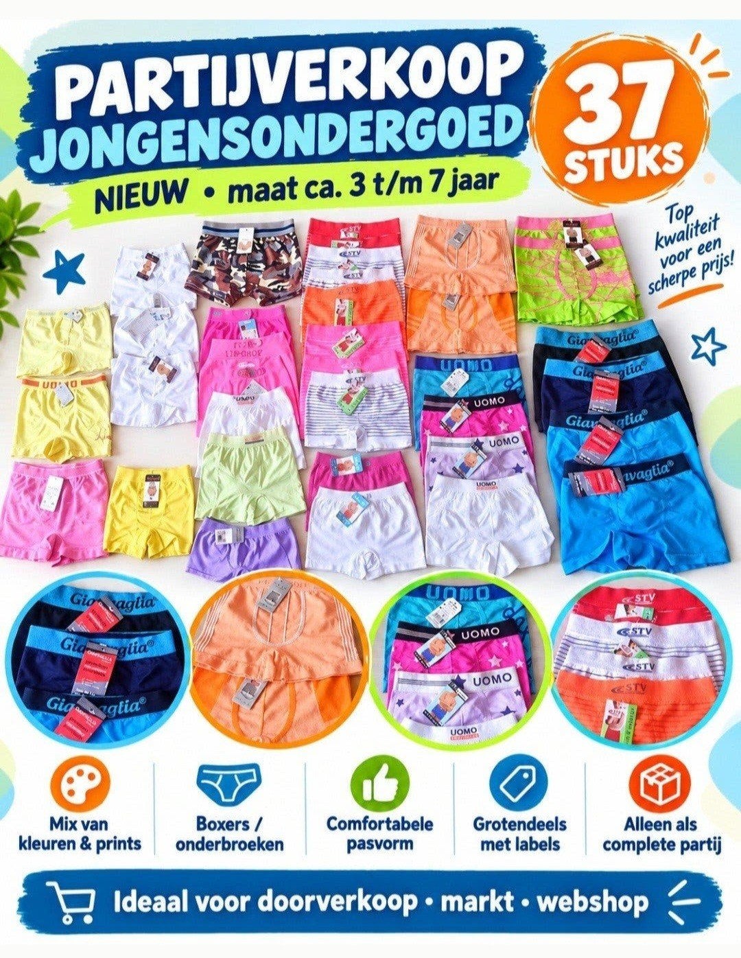 Partijverkoop: 37x NIEUW Jongensondergoed (3-7 jaar), Ophalen of Verzenden, Nieuw, Jongen, Nacht- of Onderkleding