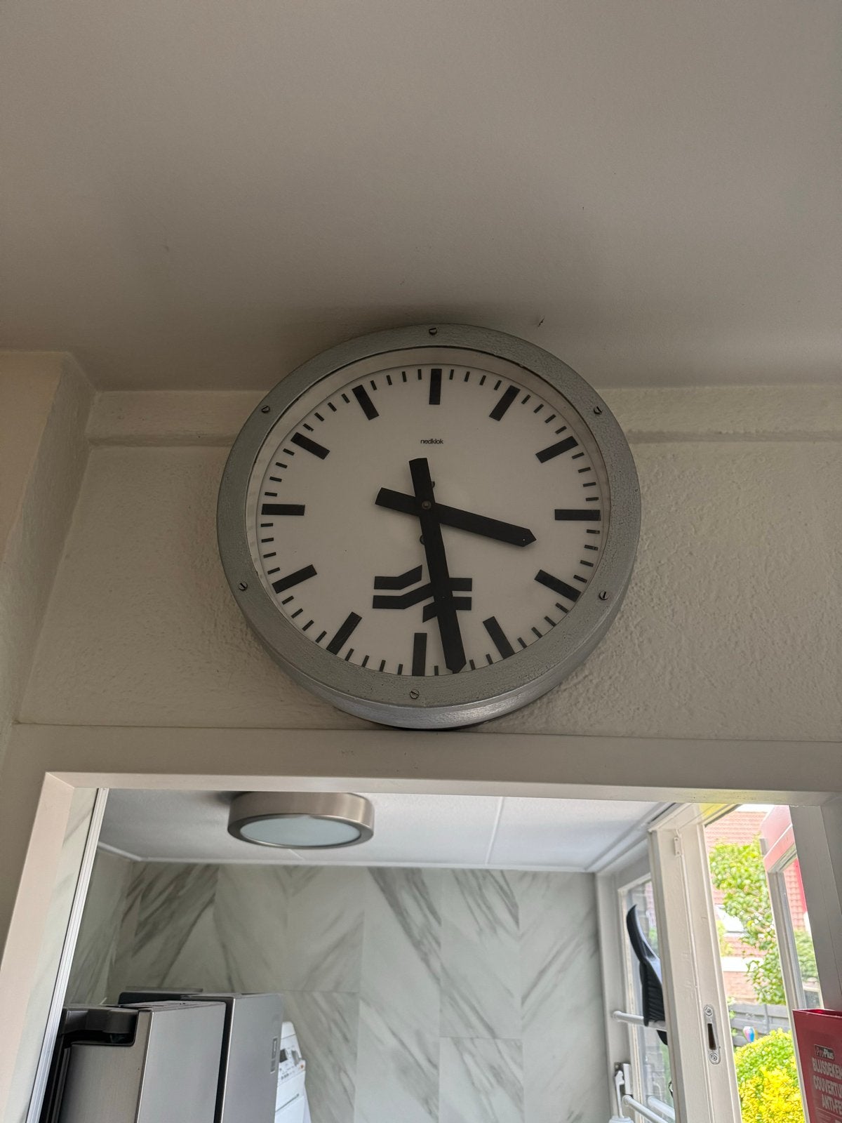 GVB grote wandklok met duidelijke wijzerplaat -, Ophalen, Analoog, Zilver, Modern