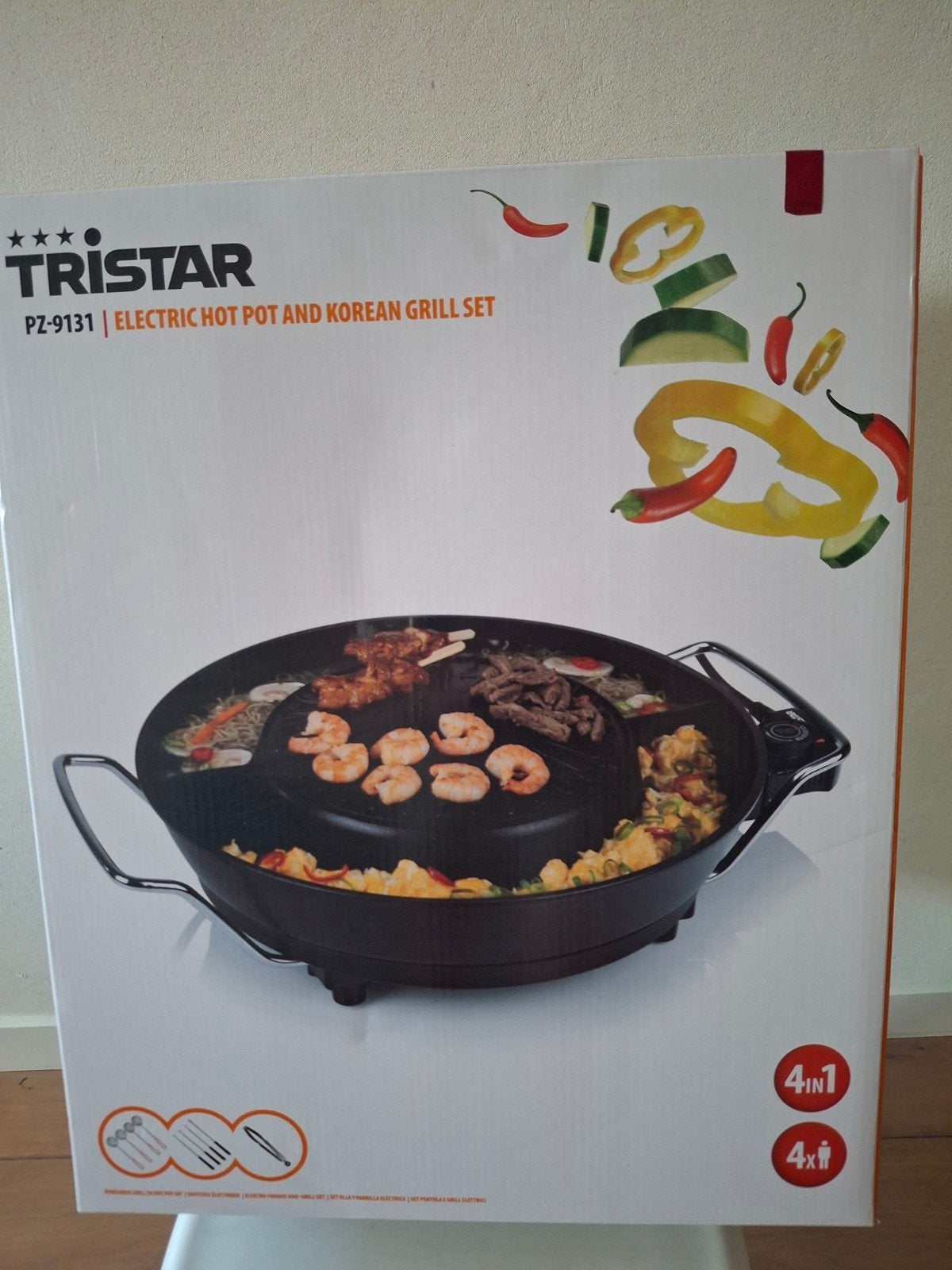 Elektrische Hot Pot en Koreaanse Grill Set Tristar PZ-9131, Witgoed en Apparatuur, Gourmetstellen, Ophalen, Nieuw, 4 t/m 7 personen