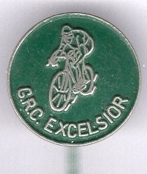 G.R.C. Excelsior zilverkleurig wielrenen speldje ( Z_124a), Verzamelen, Speldjes, Pins en Buttons, Ophalen of Verzenden, Zo goed als nieuw