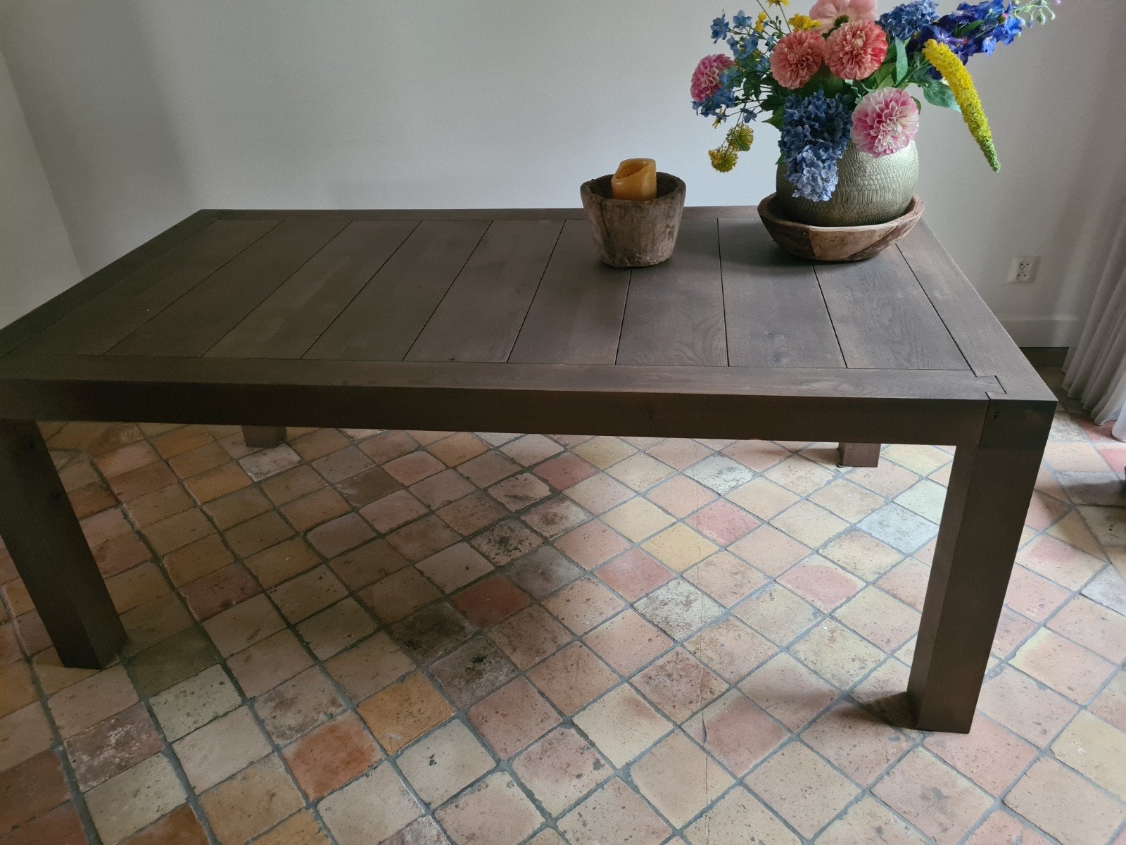 Zo goed als nieuwe eiken eethoektafel 200x100 cm, Ophalen, 100 tot 150 cm, Eikenhout, 200 cm of meer