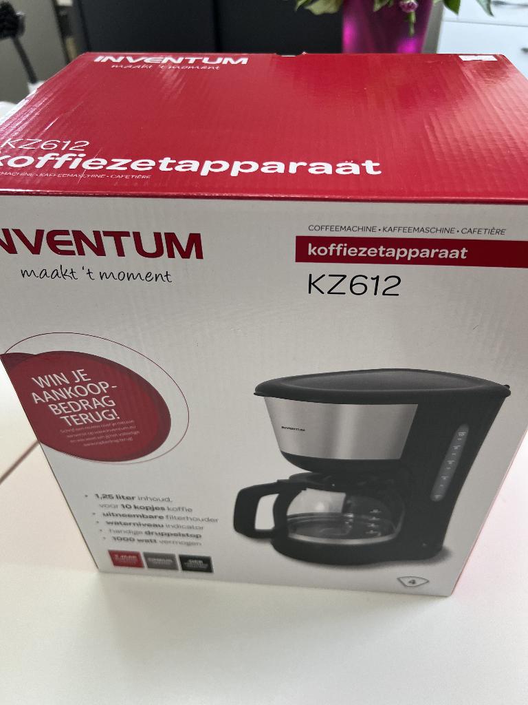 Inventum KZ612 koffiezetapparaat nieuw, Ophalen, Gemalen koffie, 4 tot 10 kopjes, Koffiemachine