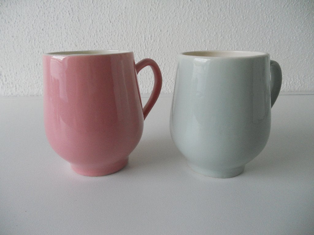2 pastel bolle buik bekers, Ophalen of Verzenden