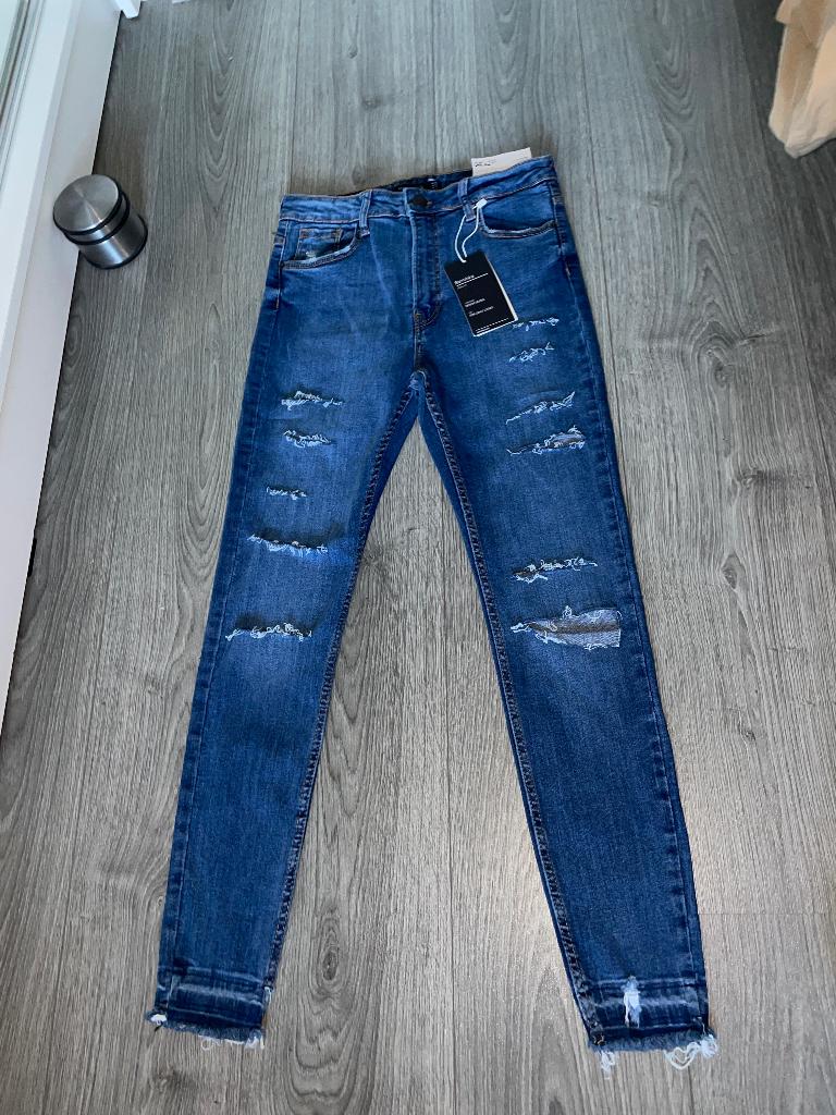 BERSHKA dames skinny jeans met ripped scheuren mt 40 nieuw, Blauw, Zo goed als nieuw, W30 - W32 (confectie 38/40), Bershka