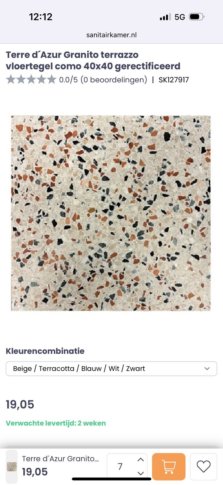 (Echte) Terrazzo tegels, Ophalen, Zo goed als nieuw, Minder dan 5 m², Beton