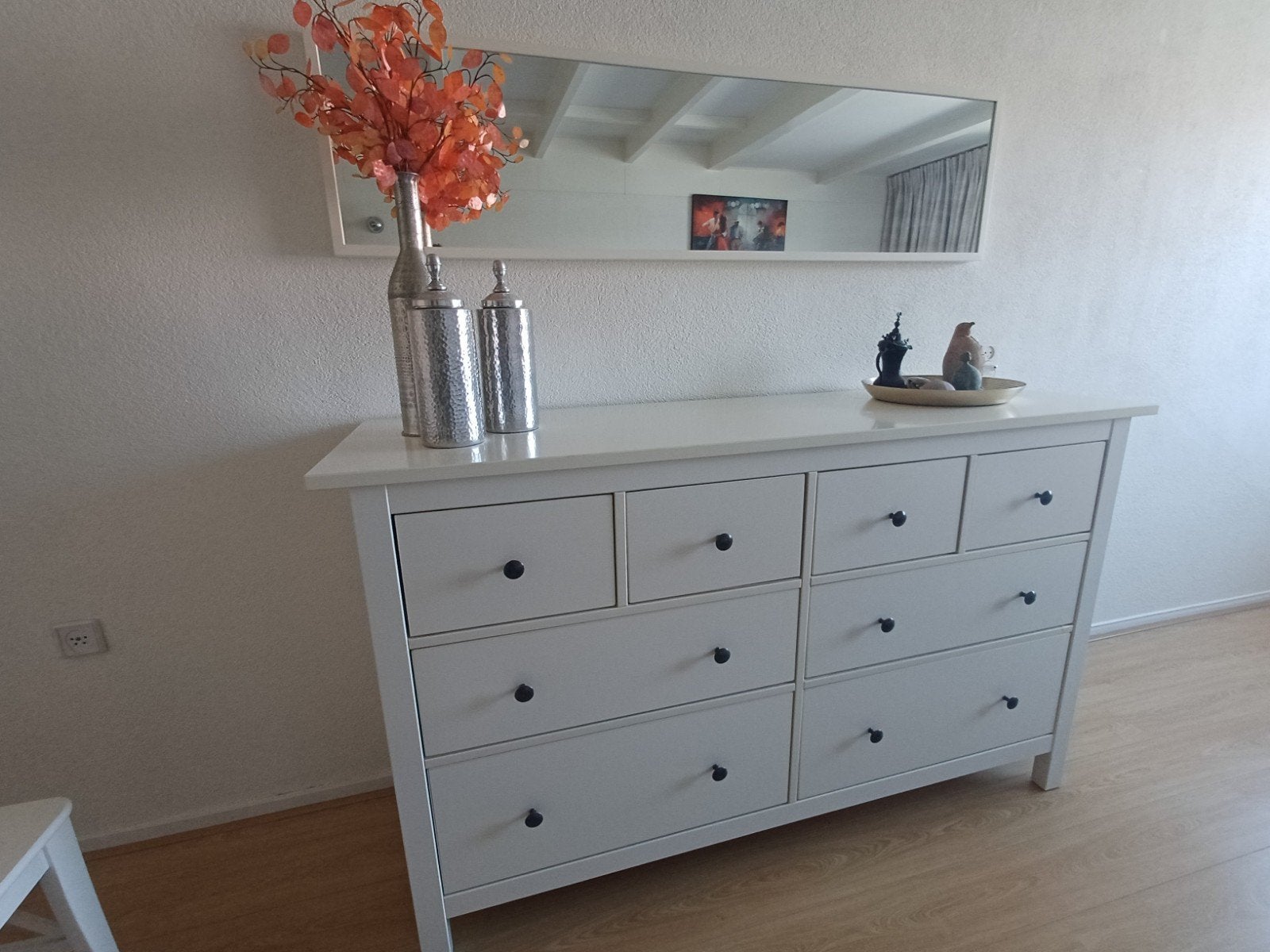 IKEA HEMNES Ladekast, Wit inclusief HEMNES spiegel, Ophalen, Gebruikt, 5 laden of meer, 150 tot 200 cm