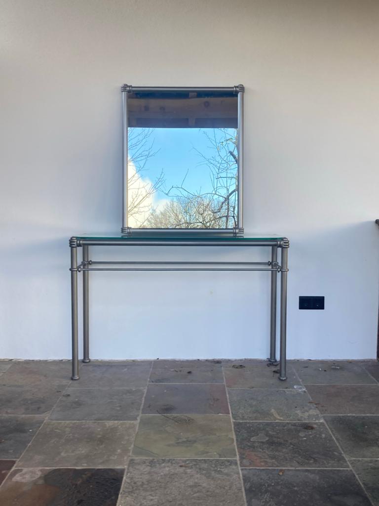 Industriële slaapkamer set: wandtafel met spiegel, Ophalen, Gebruikt, Metaal of Aluminium, Minder dan 100 cm