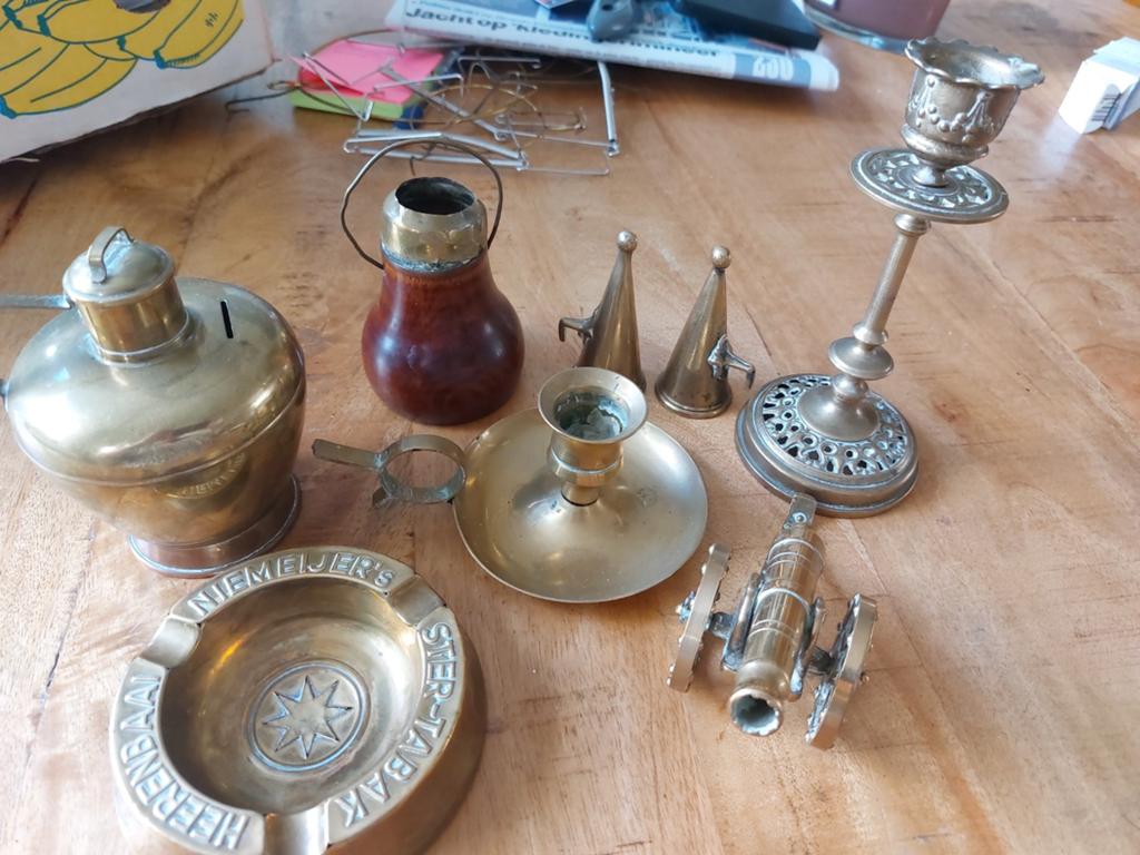 Oude koperen voorwerpen, kanon en Asbak zijn verkocht, Antiek en Kunst, Ophalen of Verzenden