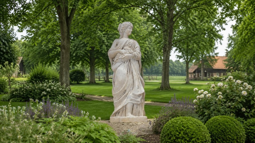 Monumentaal marmeren tuinbeeld ‘De Zomer’ – 195 cm – 500 kg, Tuin en Terras, Ophalen, Zo goed als nieuw, Steen