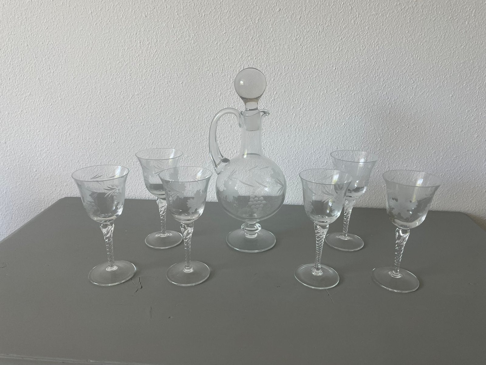 Karaf met 6 wijnglazen, Ophalen of Verzenden