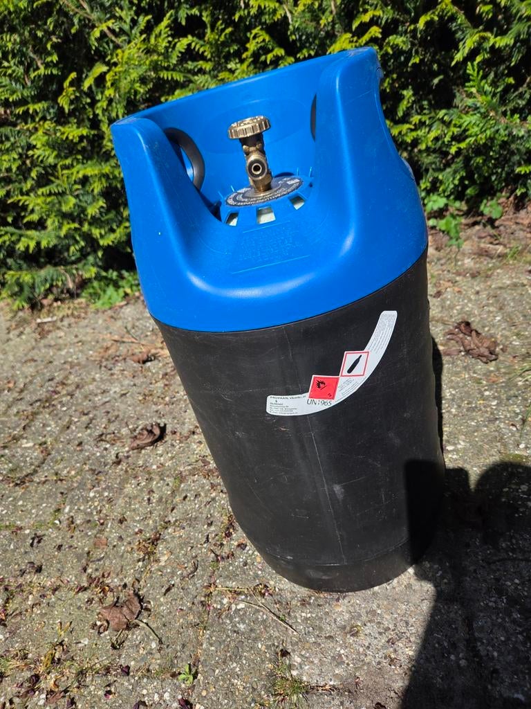 Grote lichtgewicht gasfles. Bijna vol., Caravans en Kamperen, Ophalen of Verzenden, Zo goed als nieuw