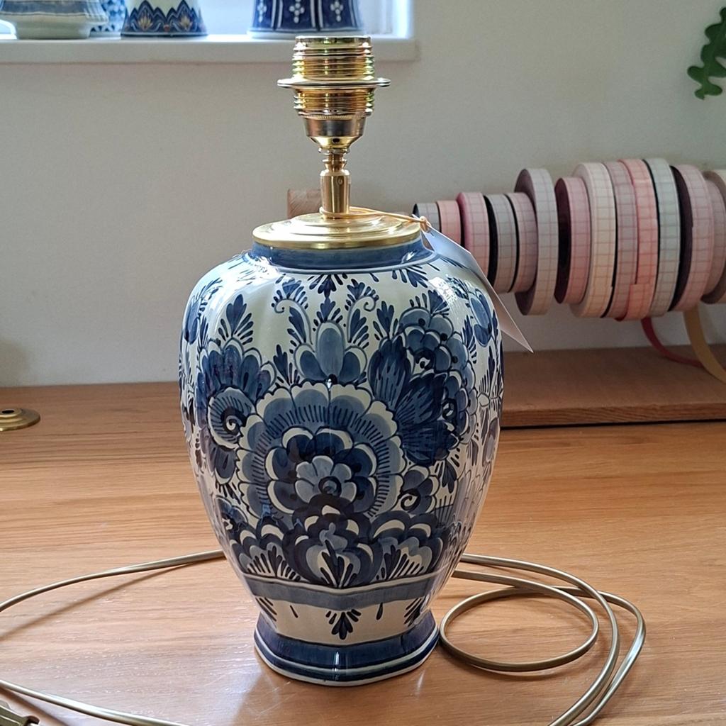 Handgemaakte lampenvoet van vintage Delftsblauwe vaas, Ophalen of Verzenden, Nieuw, Minder dan 50 cm