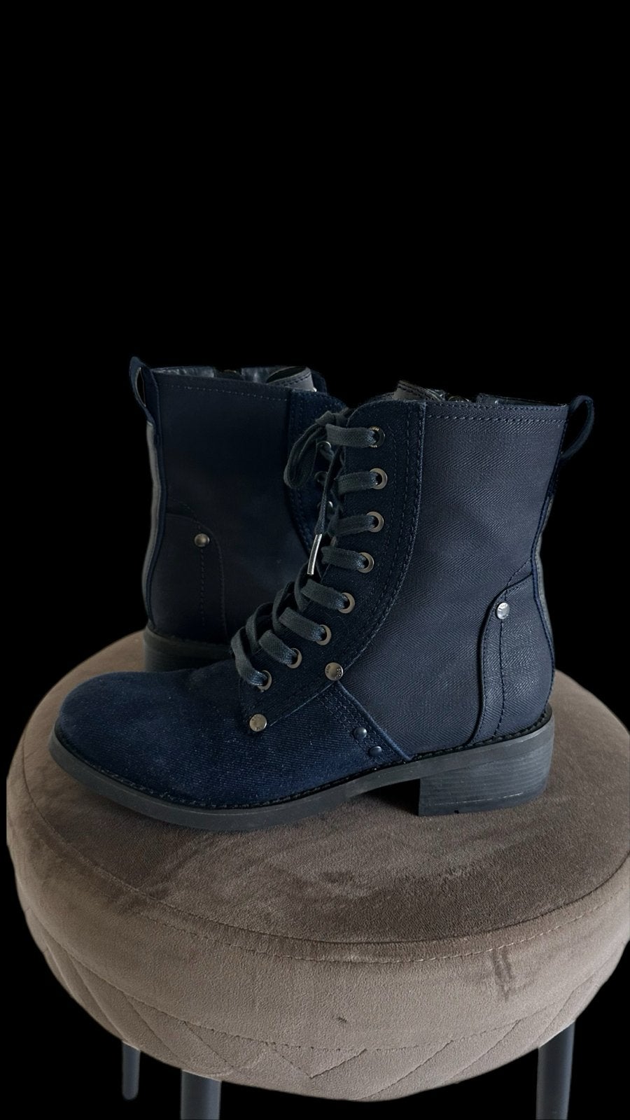 G-Star RAW denim veter laarzen met ritsen maat 38,5, Blauw, Lage of Enkellaarzen, Ophalen of Verzenden, Zo goed als nieuw