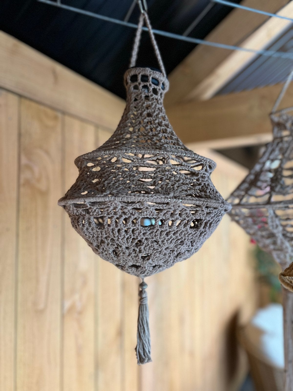 Handgemaakte gehaakte kroonluchter met solarlamp, Huis en Inrichting, Ophalen of Verzenden, Nieuw, Textiel, Overige fittingen