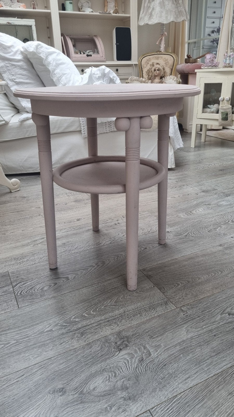 Oud brocante tafeltje - Bijzettafel in zachtroze, Ophalen