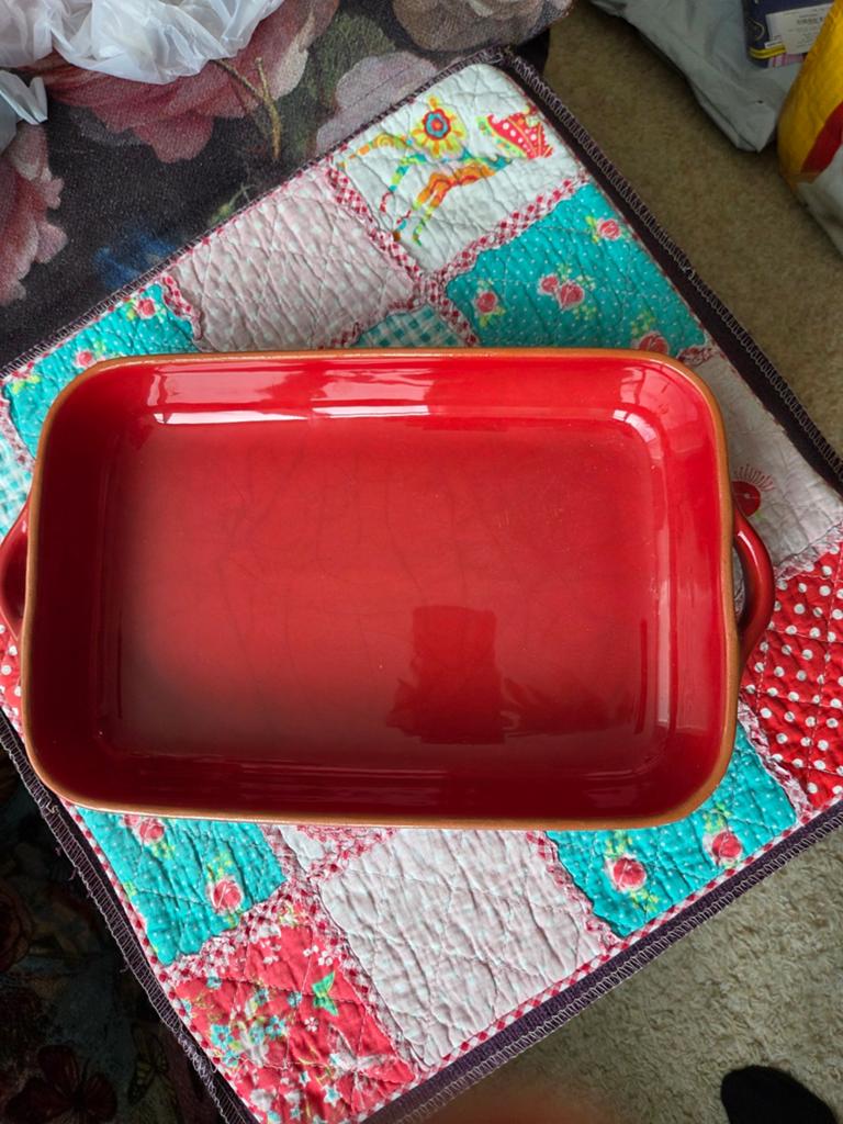 Albert Heijn Ovenschaal Rood Keramiek, Huis en Inrichting, Keuken | Keukenbenodigdheden, Gebruikt, Ophalen of Verzenden, Steen/keramiek