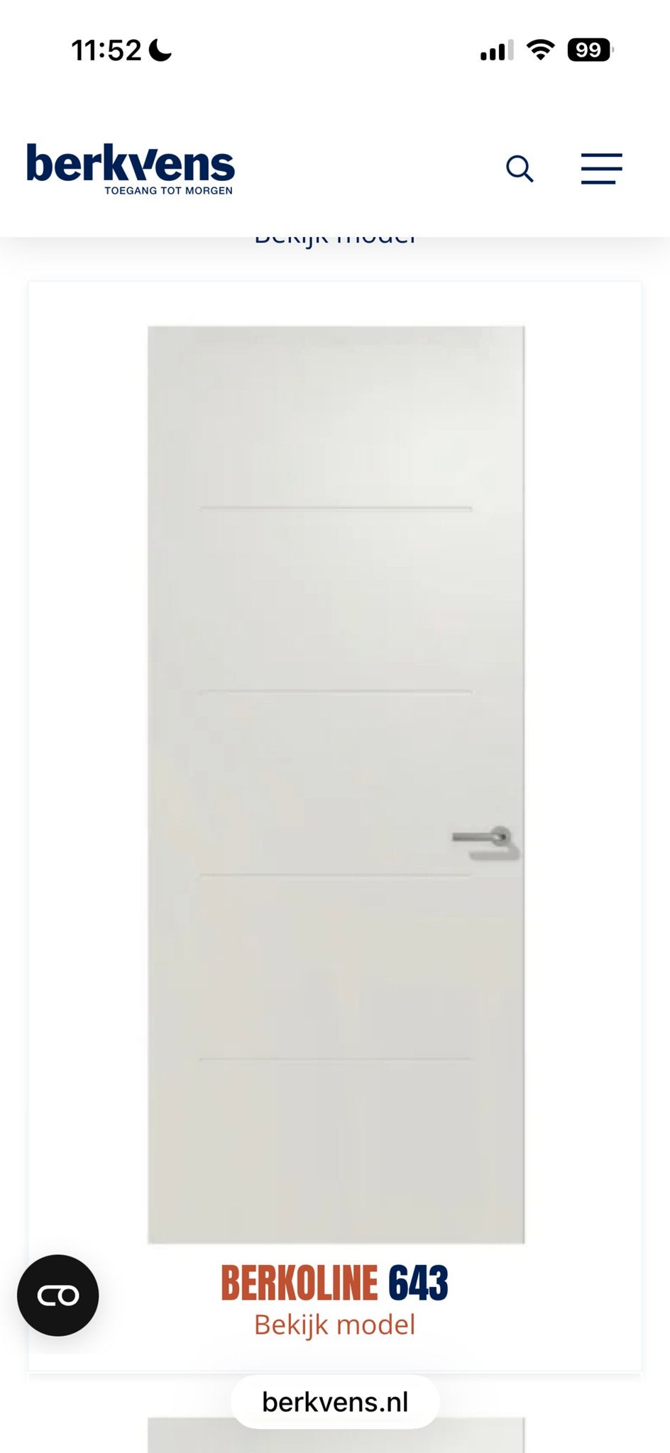 Nieuwe Berkvens Berkoline 643 opdekdeur, Doe-het-zelf en Verbouw, Deuren en Horren, Ophalen, 80 tot 100 cm, 215 cm of meer, Binnendeur
