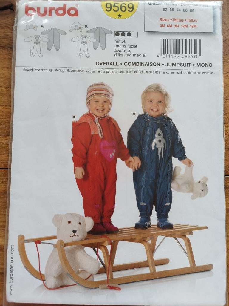 9569 BURDA patroon voor overal maat 62 - 86, Ophalen of Verzenden, Zo goed als nieuw, Kind, Burda