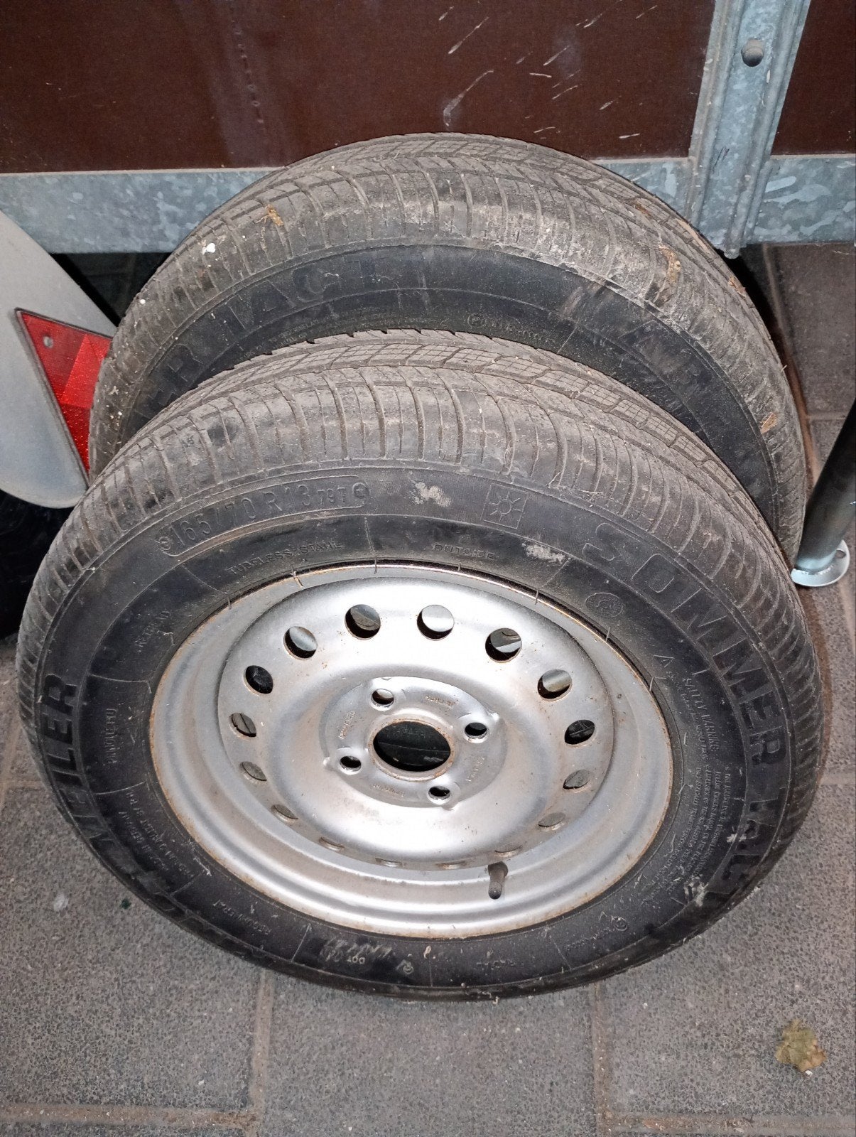 Gebruikte velgen met zomerbanden 165/70 R13 (uitgedroogd), Ophalen, Gebruikt