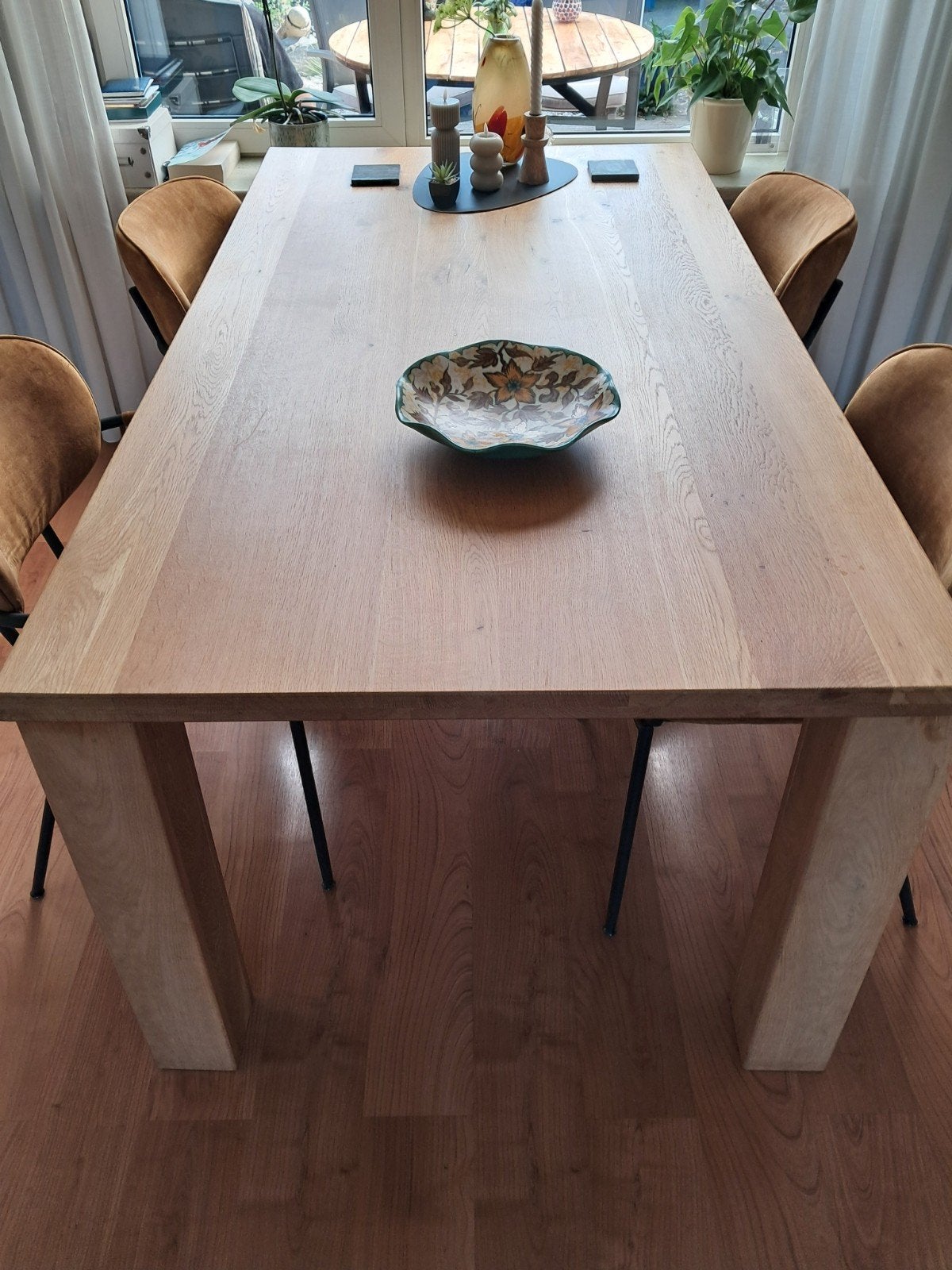 Licht eiken eettafel, massief blad (1.80m x 1.00m)