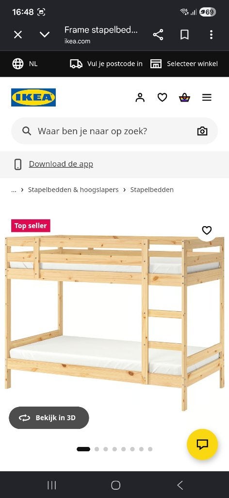 Stapelbed, Huis en Inrichting, Slaapkamer | Stapelbedden en Hoogslapers, Ophalen, 90 cm, Tweepersoons, Minder dan 160 cm