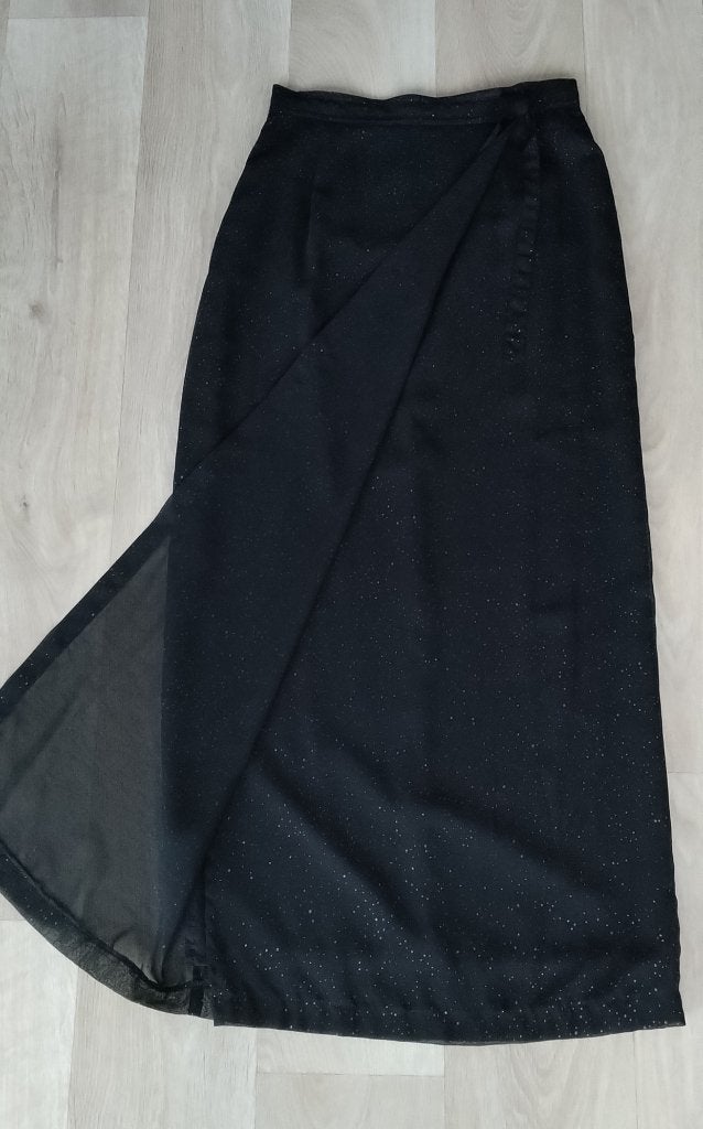 Overlap glitter hoge taille rok, maat 36, Zwart, Ophalen of Verzenden, Zo goed als nieuw, Maat 36 (S)
