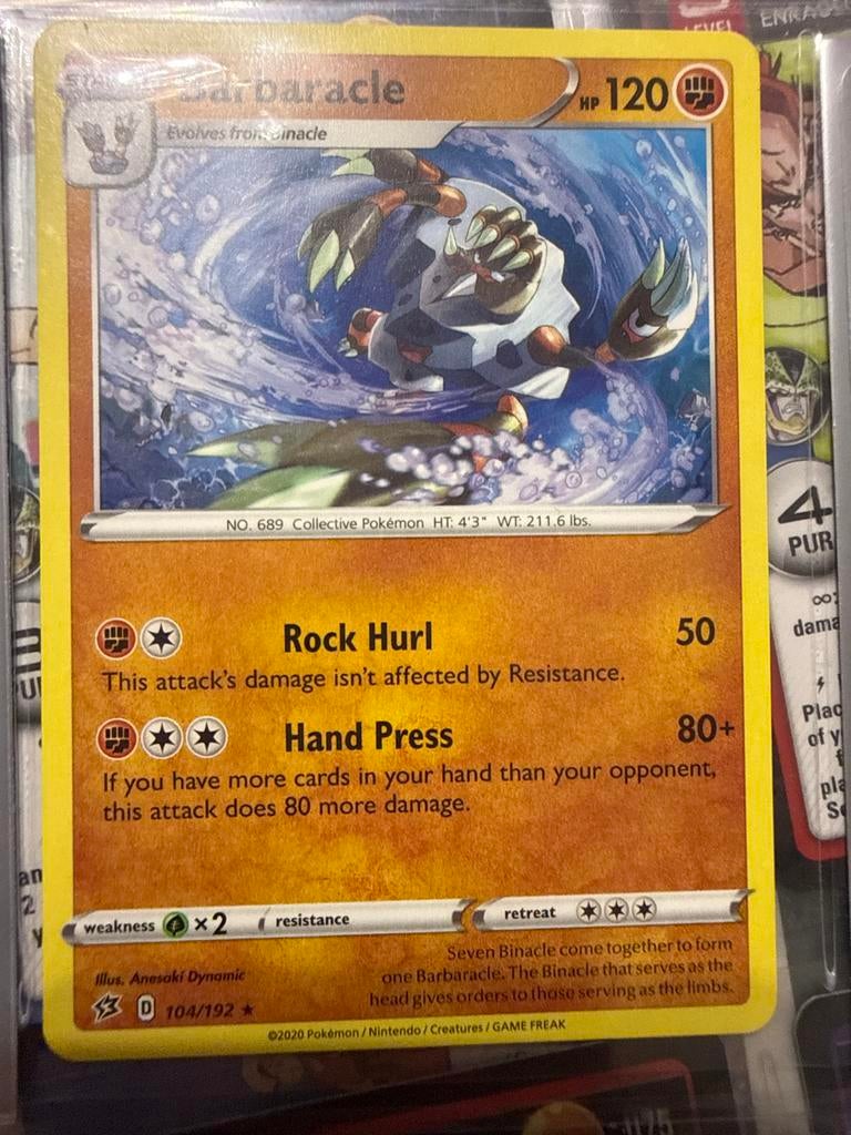 Pokémon kaart Barbaracle 104/192, Ophalen of Verzenden, Gebruikt, Losse kaart