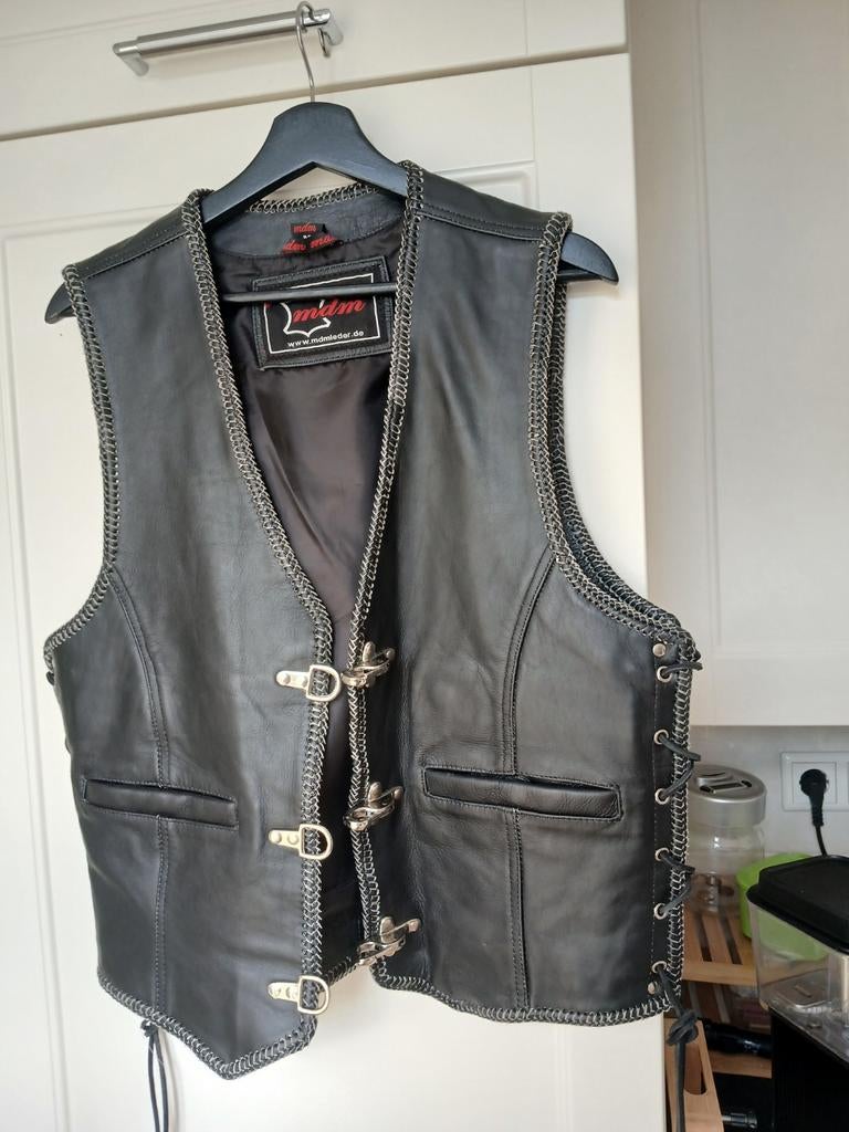 Leren motorvest met harley print - maat L, Overige typen, Onbekend, Dames, Ophalen of Verzenden