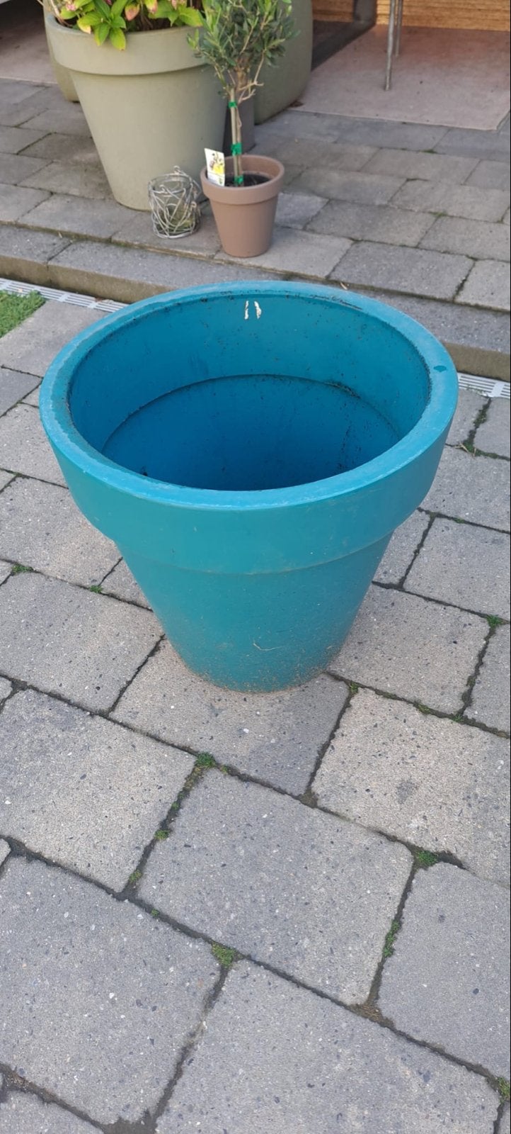 Grote blauwe kunststof bloempot - Ø48cm, H45cm, Ophalen, Kunststof, Gebruikt, 40 cm of meer