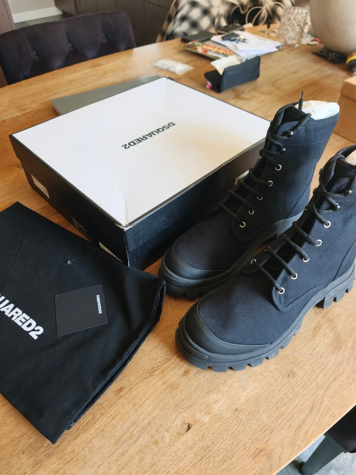 DSQUARED2 Lace-up Boots Zwart Winter Maat 45 Nieuw, Kleding | Heren, Dsquared2, Zwart, Nieuw, Ophalen of Verzenden