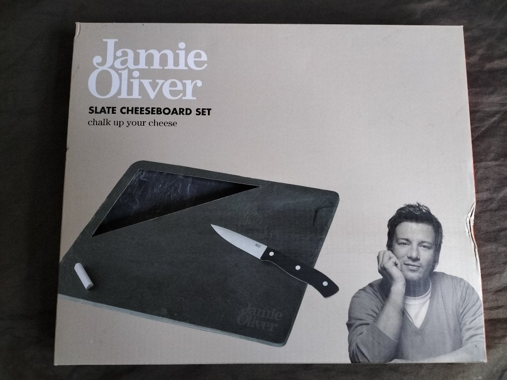 Jamie Oliver Leistenen kaasplank + mes, Snij-/serveerplank, Ophalen of Verzenden, Zo goed als nieuw, Zwart