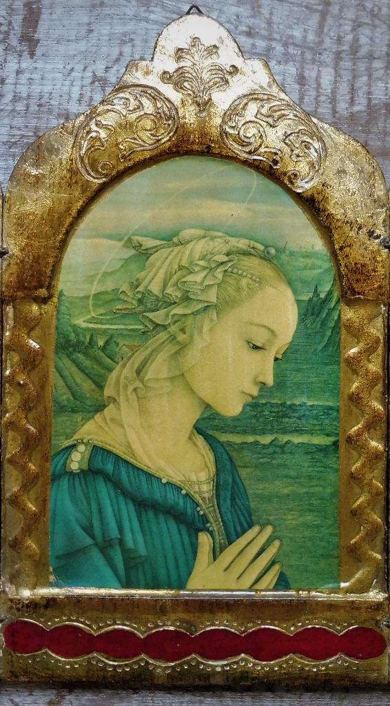 Goud verguld drieluik drieluik Icoon Maria n. Filippo Lippi, Antiek en Kunst, Ophalen of Verzenden