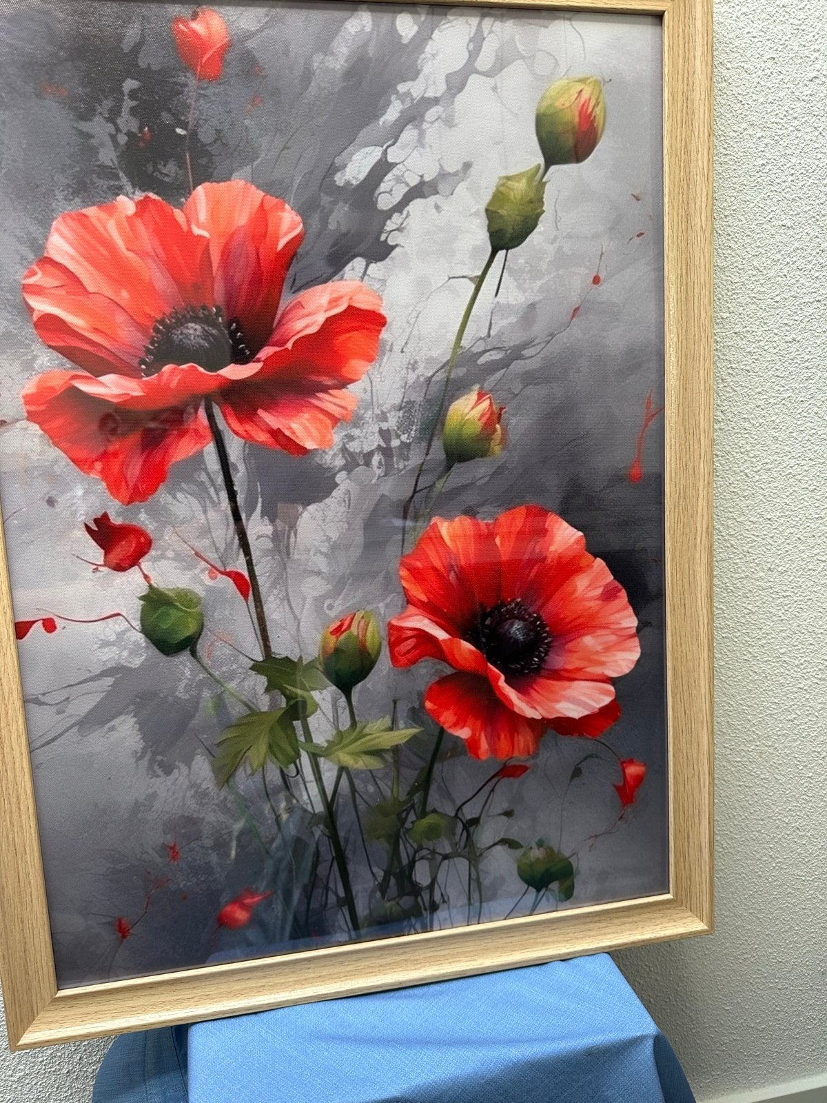 Gigantisch Klaproos Schilderij 55x75cm in Massief Houten Lij, Huis en Inrichting, Ophalen of Verzenden, Nieuw, Schilderij, 75 cm of meer