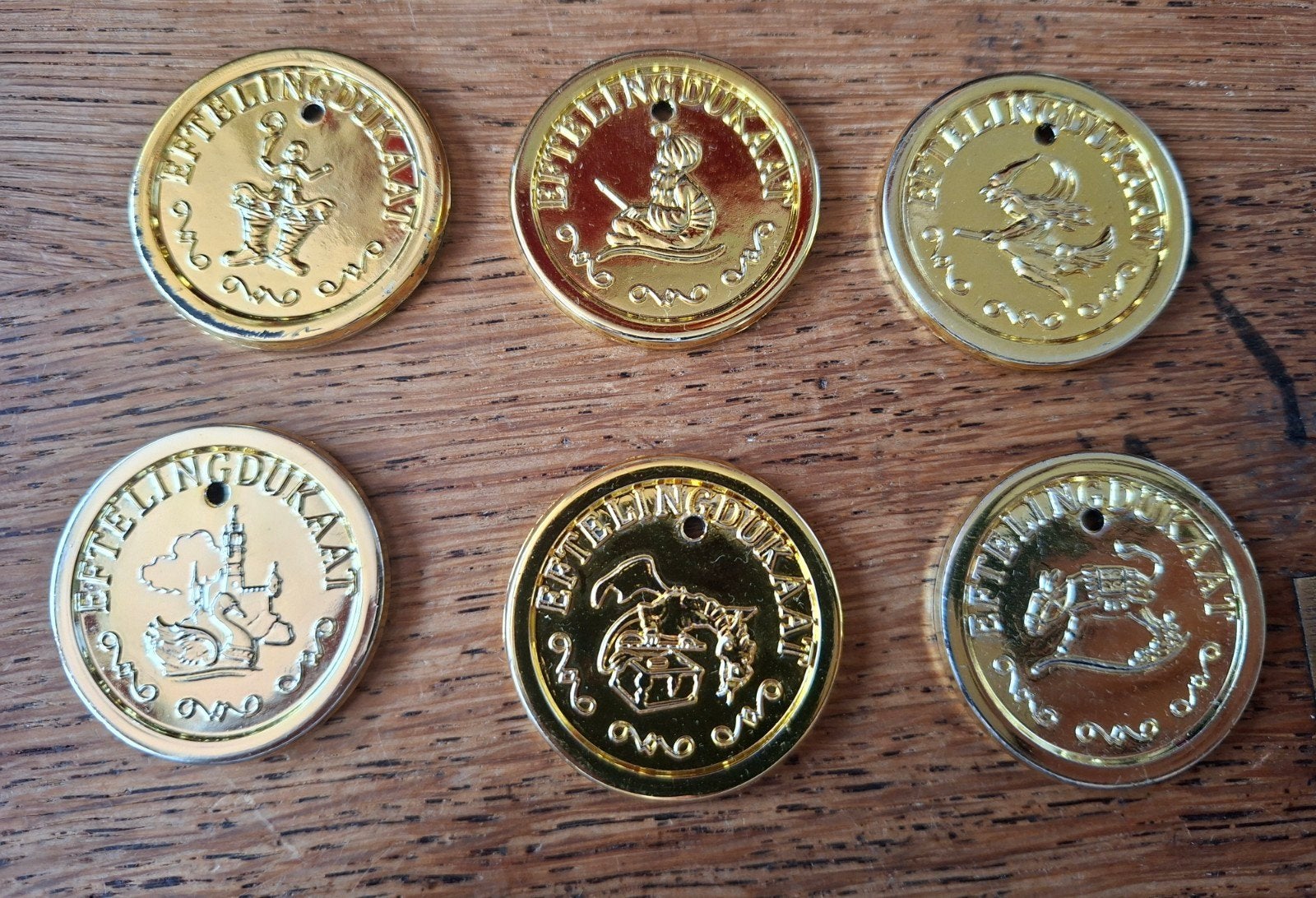 Set van 6 Efteling Dukaten - Diverse Sprookjesfiguren, Ophalen of Verzenden, Zo goed als nieuw, Overige typen