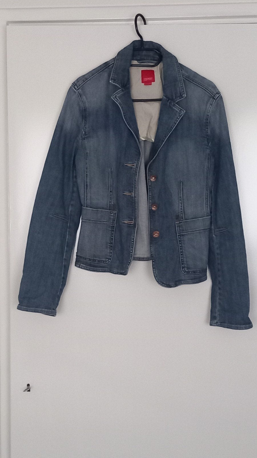 Esprit spijkerjasje met elleboogstukken, Maat 38/40 (M), Blauw, Ophalen of Verzenden, Gedragen