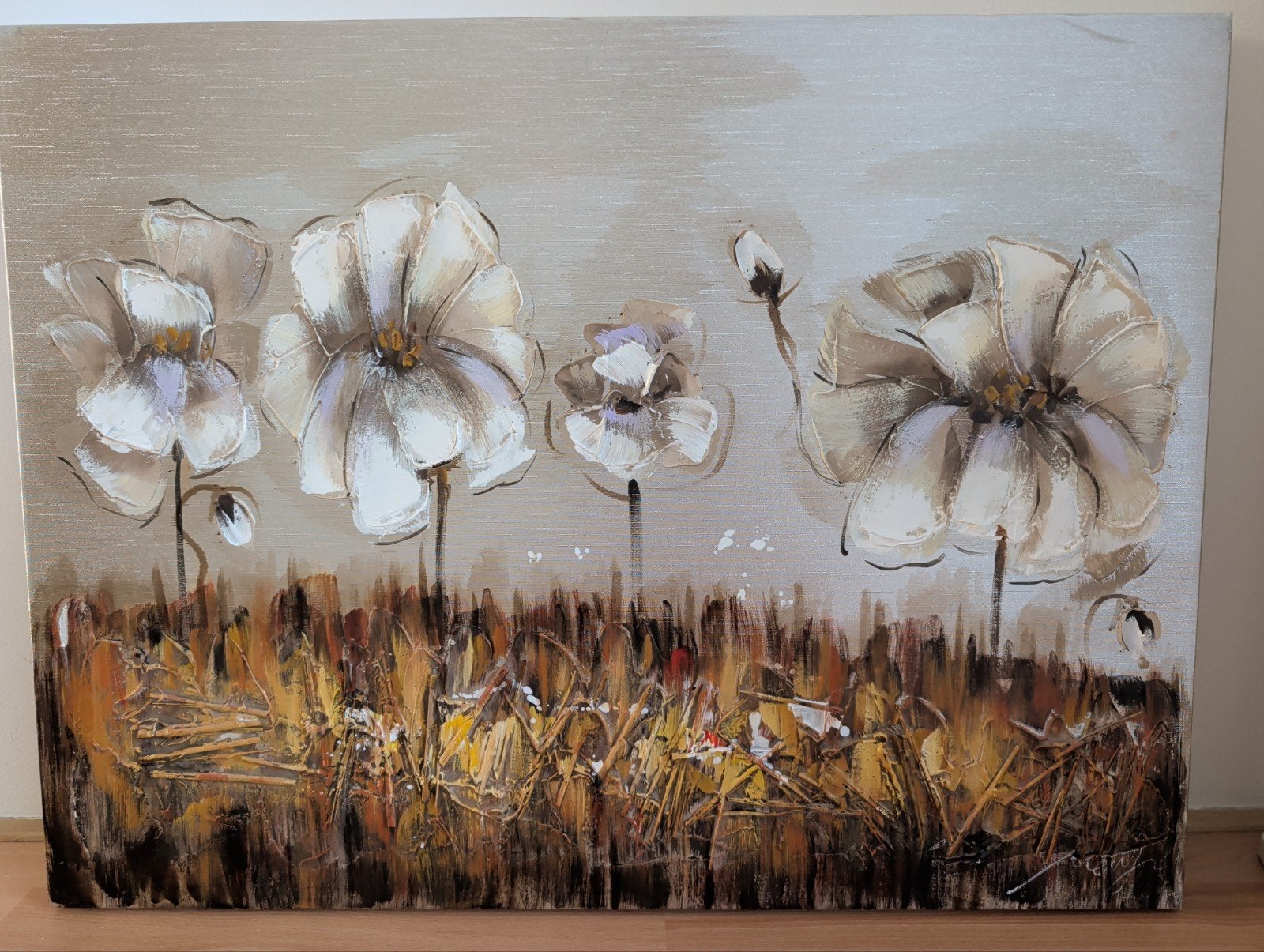 Set van 2 schilderijen met bloemen, Ophalen