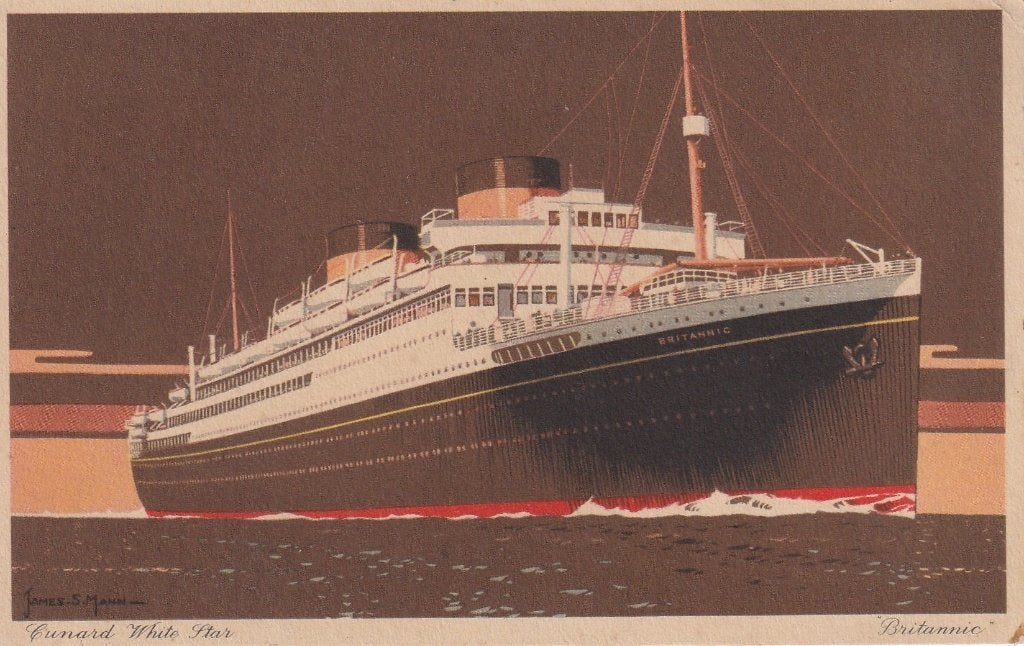 MV Britannic - Cunard White Star, Verzenden, Gebruikt, Kaart, Foto of Prent