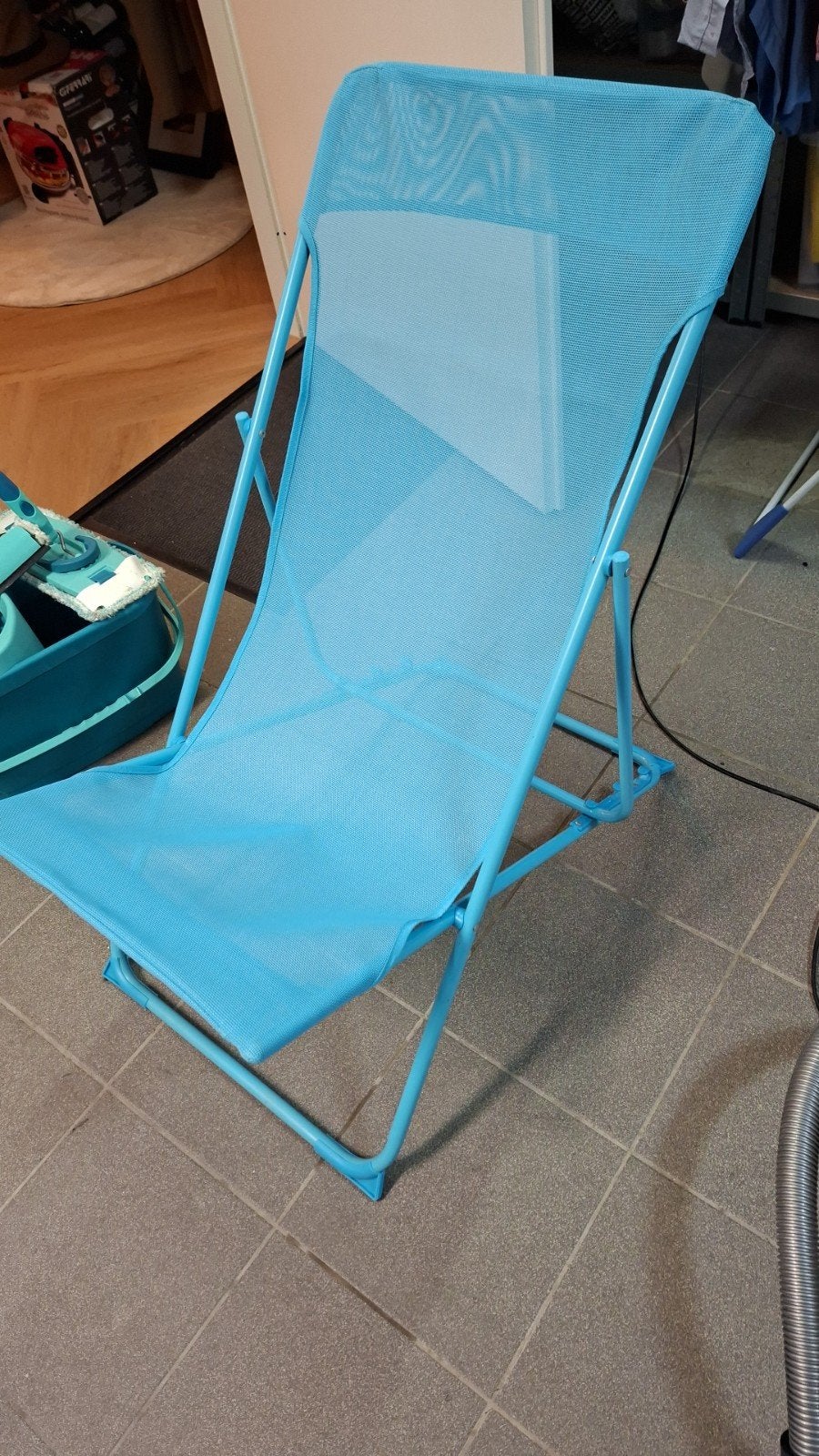 Blauwe ligstoelen  Ideaal voor tuin of strand, Ophalen, Gebruikt, Textileen, Inklapbaar