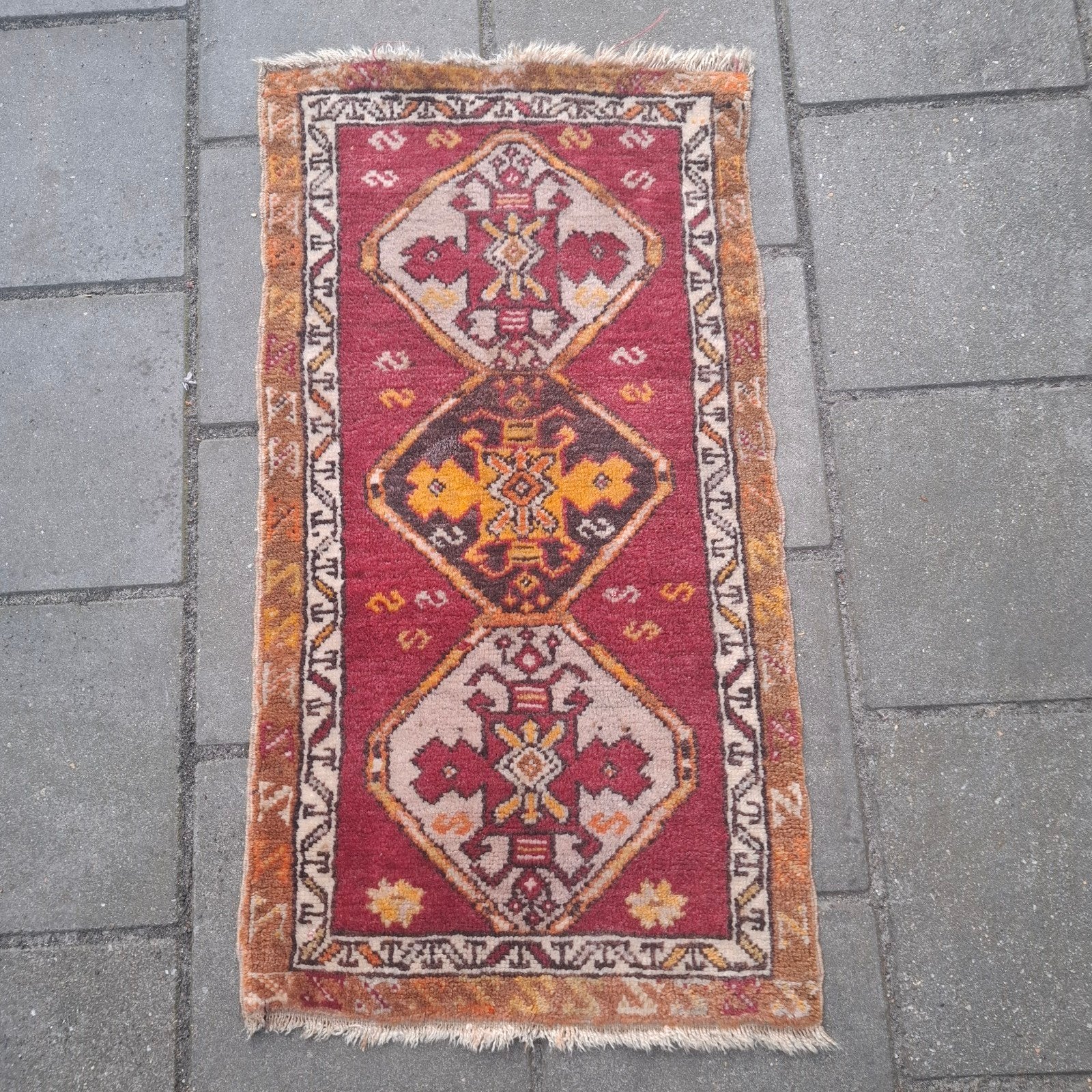 Vibtage perzisch wollen tafelkleed tapijt loper 90x50 cm, Ophalen of Verzenden