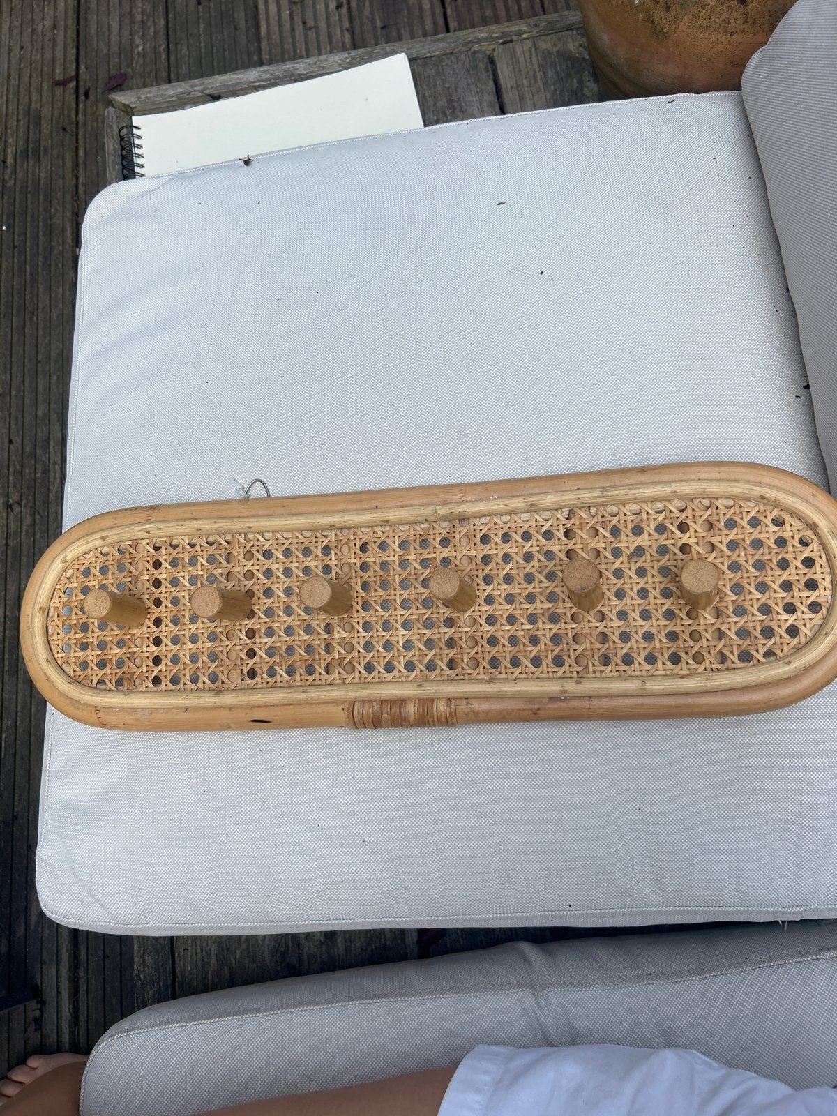 Rotan kapstok met 6 haken, Wandkapstok, Overige materialen, Gebruikt, Ophalen of Verzenden
