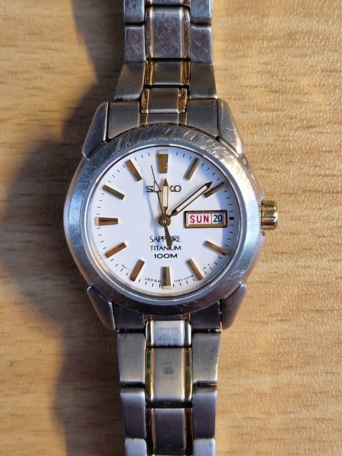 Seiko Sapphire Titanium Quartz horloge SXA115 SXA115P, Sieraden, Tassen en Uiterlijk, Gebruikt, Polshorloge, Overige materialen