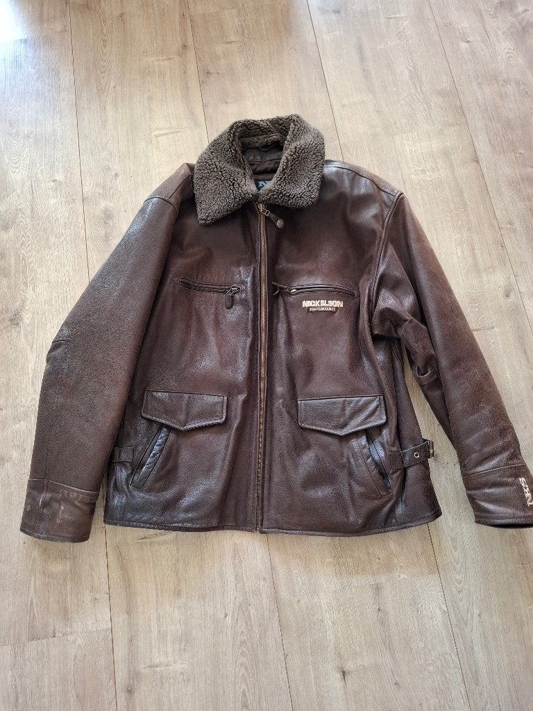 Leren jas, Bruin, Nickelson, Maat 56/58 (XL), Ophalen of Verzenden