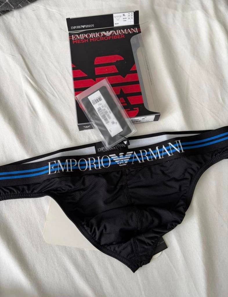 Emporio Armani Microfiber Mesh Thong, Kleding | Heren, Ondergoed, Verzenden, Zwart, Slip