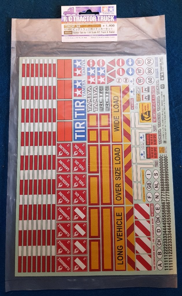 Tamiya 1/14 Tractor/Trailer Sticker set 100% nieuw #56534, Hobby en Vrije tijd, Modelbouw | Radiografisch | Auto's, Elektro, Verzenden