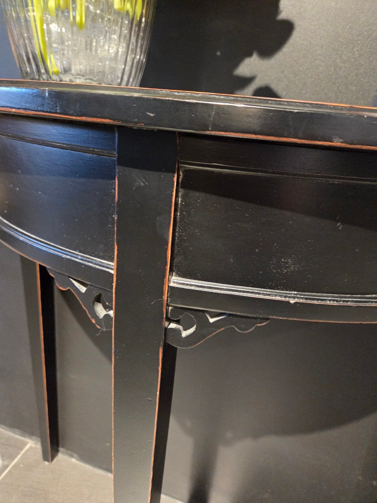 Halve maantafel zwart, Huis en Inrichting, Ophalen, Gebruikt, 50 tot 100 cm, 25 tot 50 cm