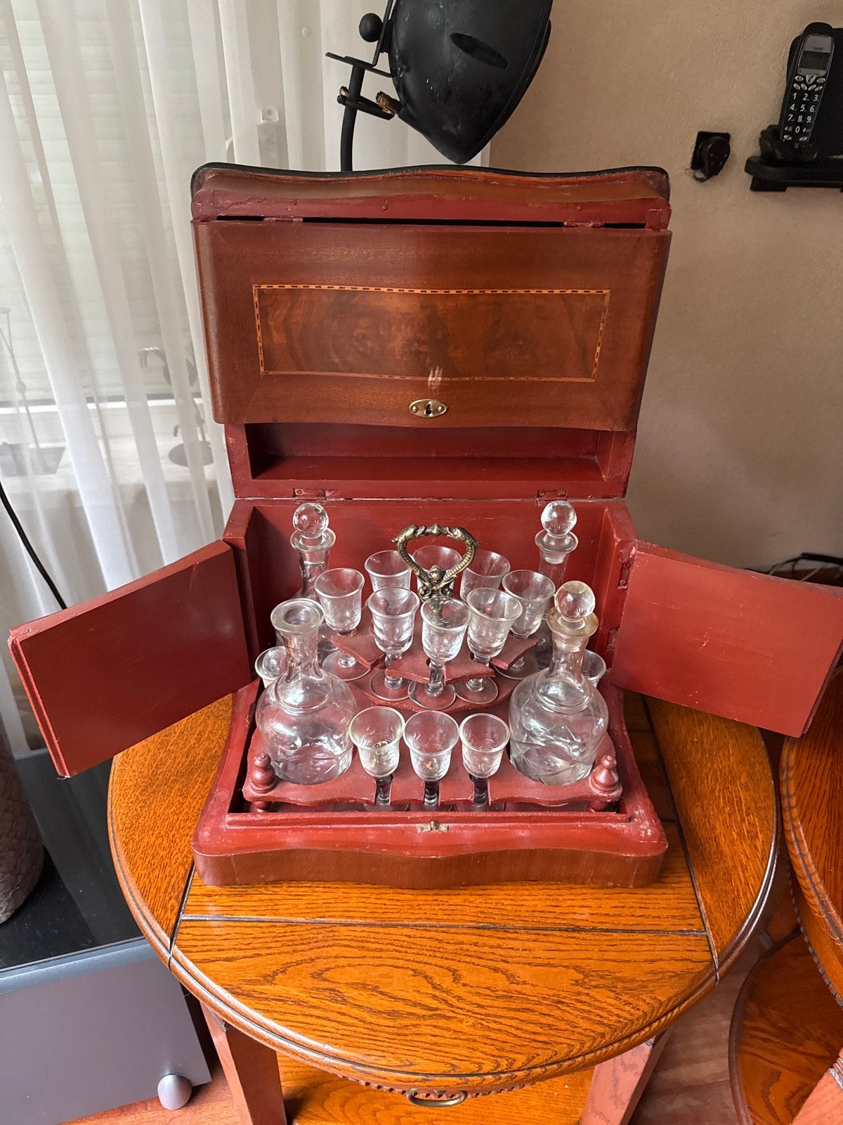 Antieke likeurset in houten kist - Compleet, Ophalen